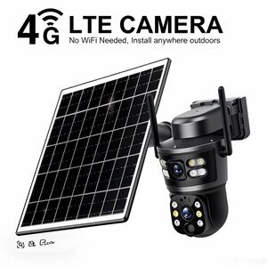 4G LTE Outdoor Security Camera with Solar Panel - Black